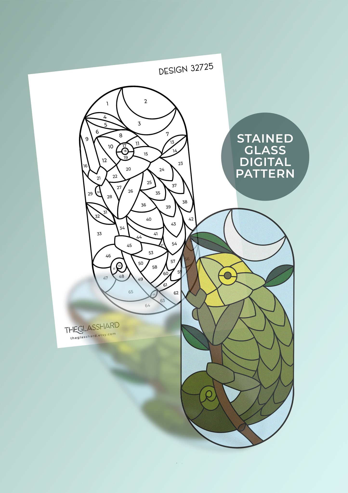 Chameleon Stained Glass Digital Pattern