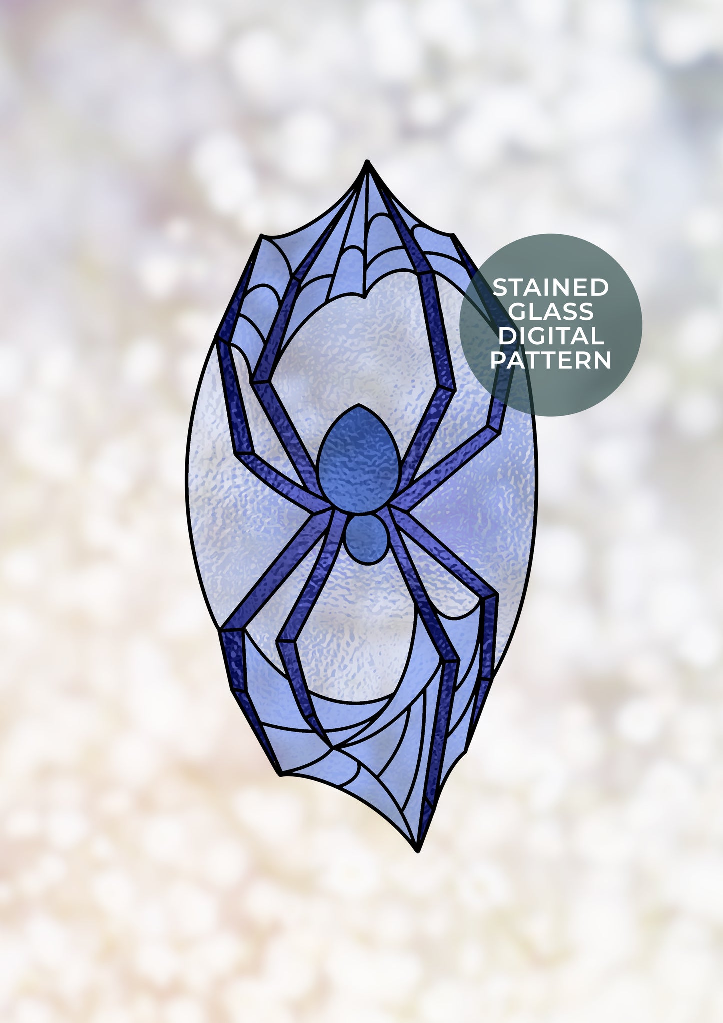 Halloween Spider Stained Glass Digital Pattern