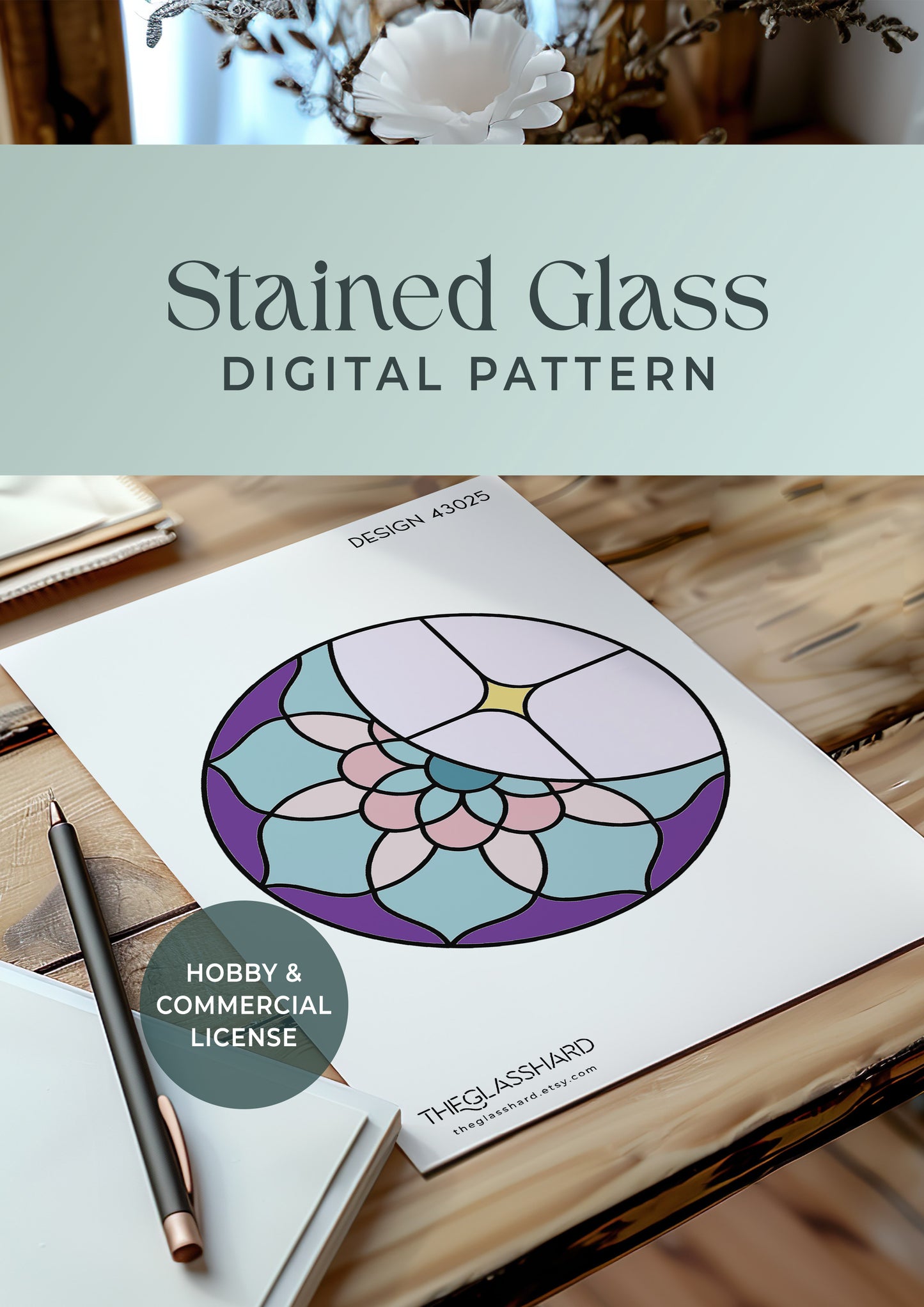 Mandala Moon Stained Glass Pattern