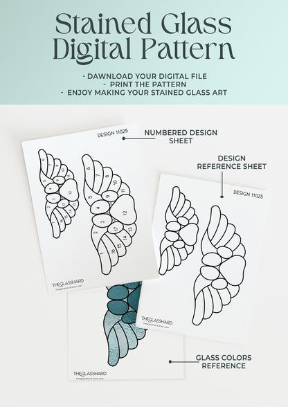 Wings Pet Paw Stained Glass Digital Pattern