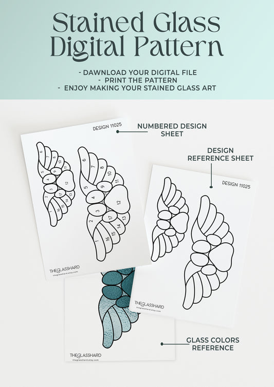 Wings Pet Paw Stained Glass Digital Pattern