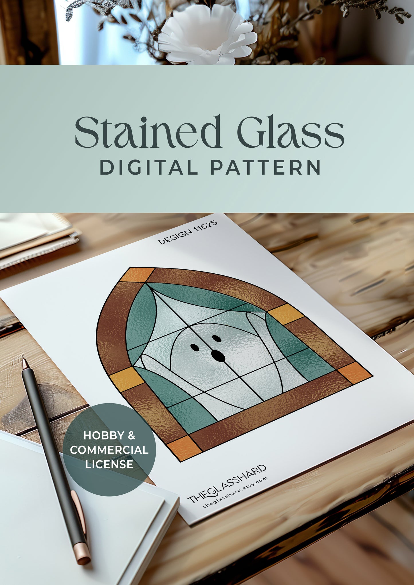 Gothic Ghost Stained Glass Digital Pattern