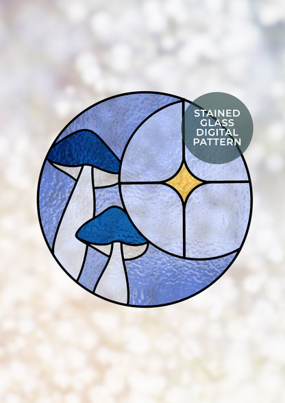 Mystical Mushrooms Stained Glass Pattern