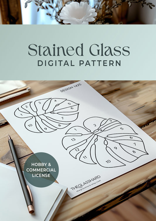 glass pattern
digital download
diy stained glass
stained glass decor
stained glass art
glass suncatcher
beginner pattern
modern stained glass
stained glass patter
printable pattern
instant download
monstera leaves
tropical leaf
