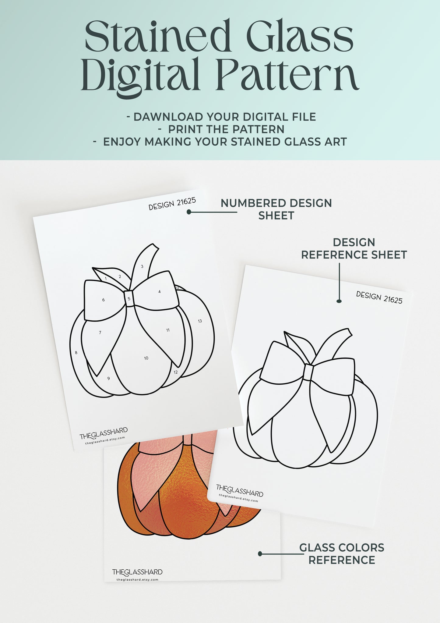 Bow Pumpkin Stained Glass Digital Pattern