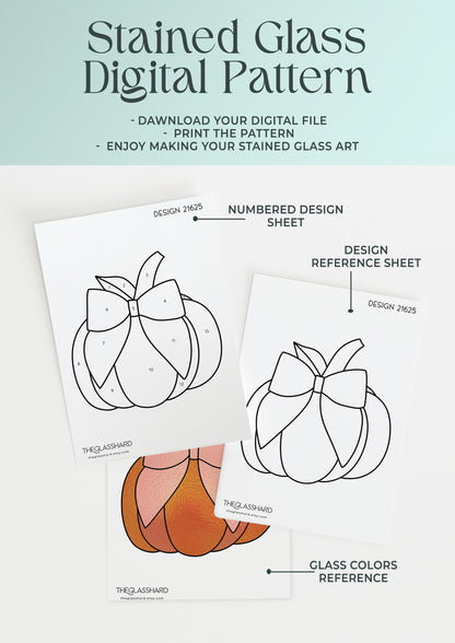 Bow Pumpkin Stained Glass Digital Pattern