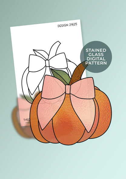 Bow Pumpkin Stained Glass Digital Pattern
