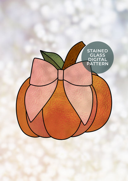 Bow Pumpkin Stained Glass Digital Pattern
