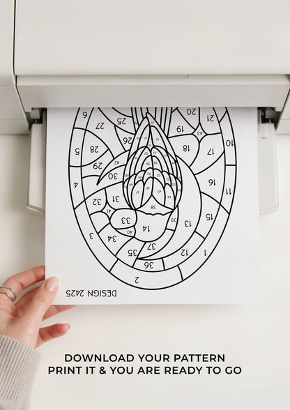 Mystical Crow Stained Glass Digital Pattern