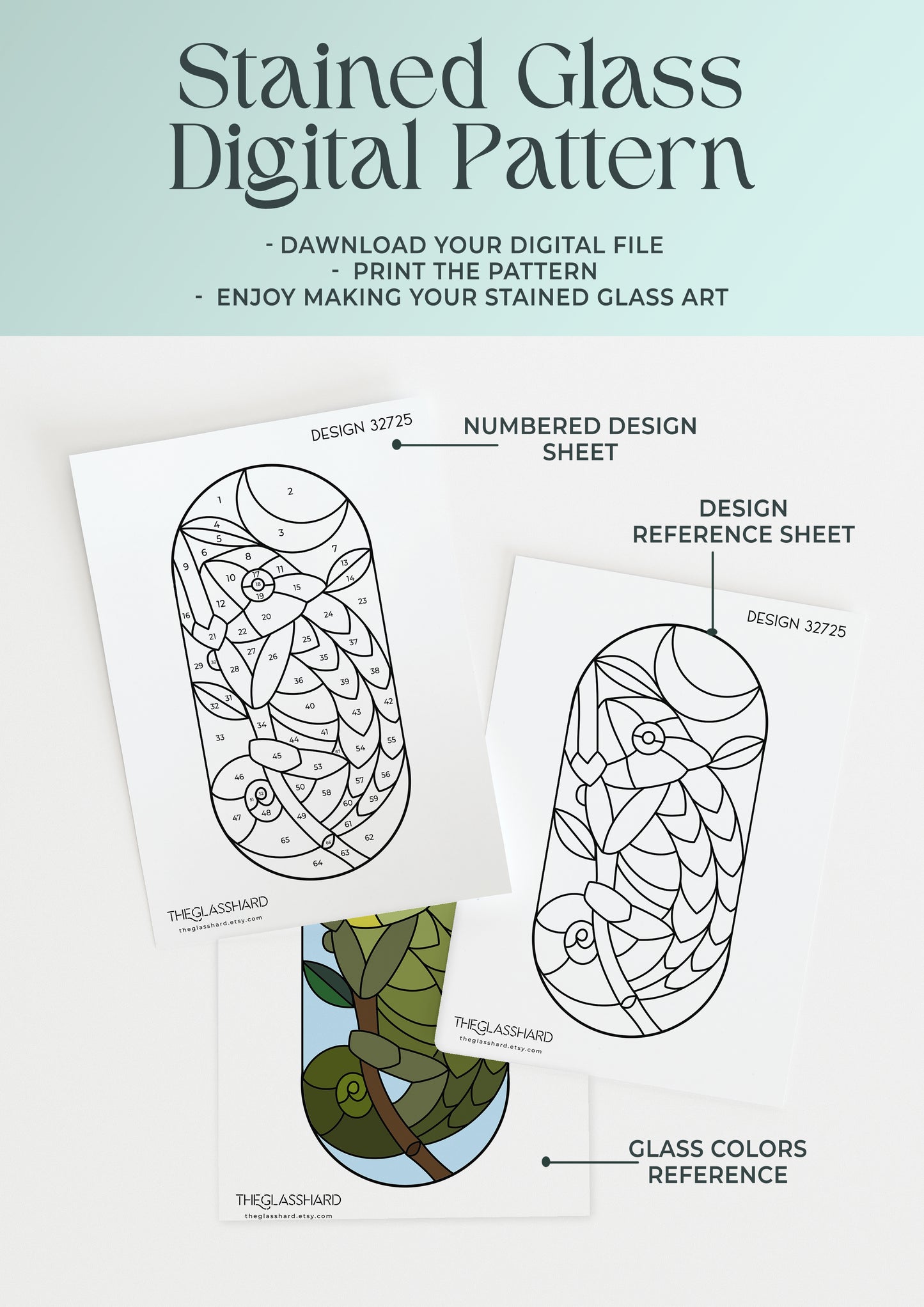 Chameleon Stained Glass Digital Pattern