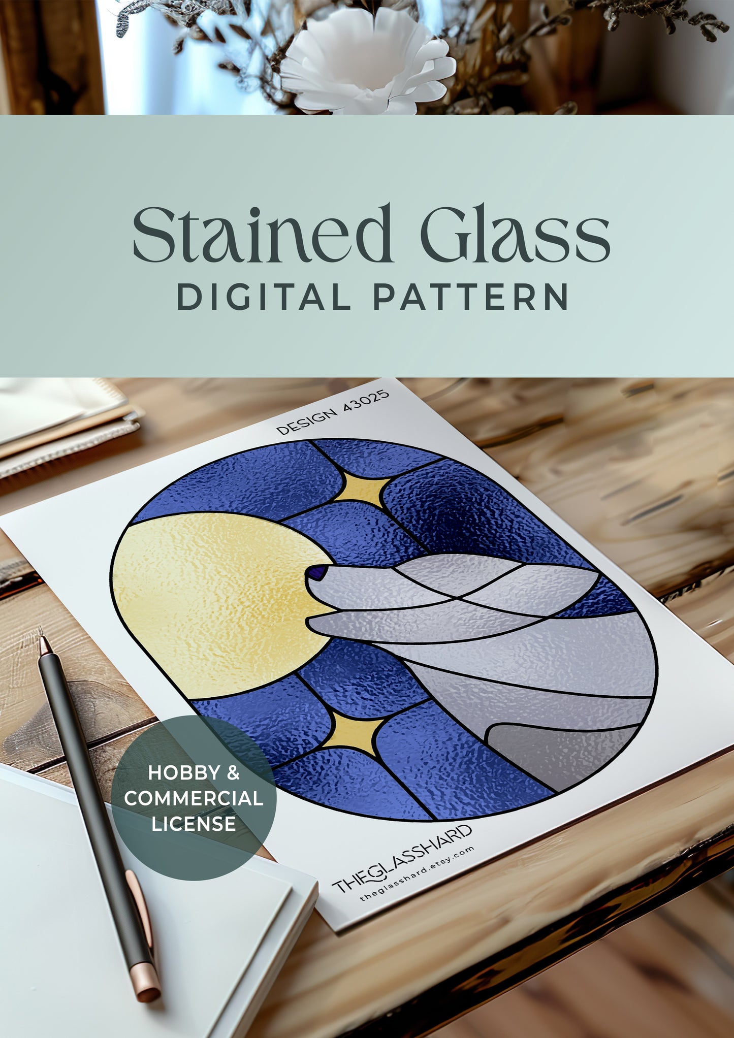 Night Wolf Stained Glass Pattern
