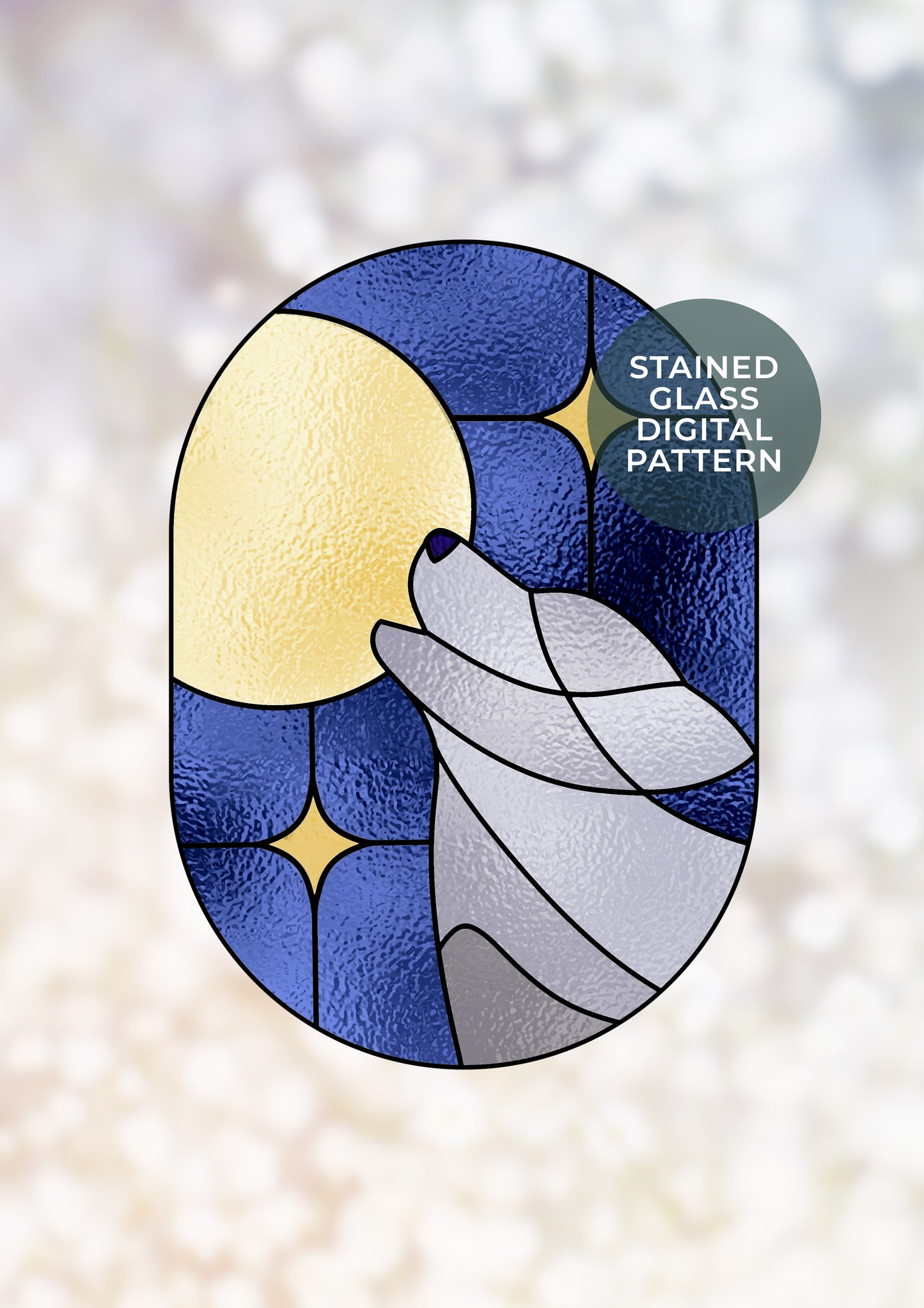Night Wolf Stained Glass Pattern