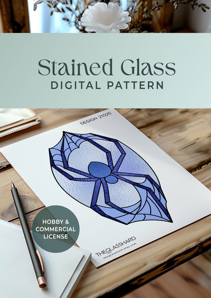 Halloween Spider Stained Glass Digital Pattern
