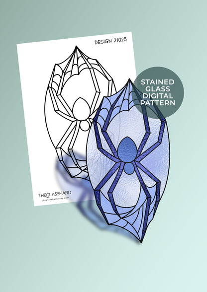 Halloween Spider Stained Glass Digital Pattern