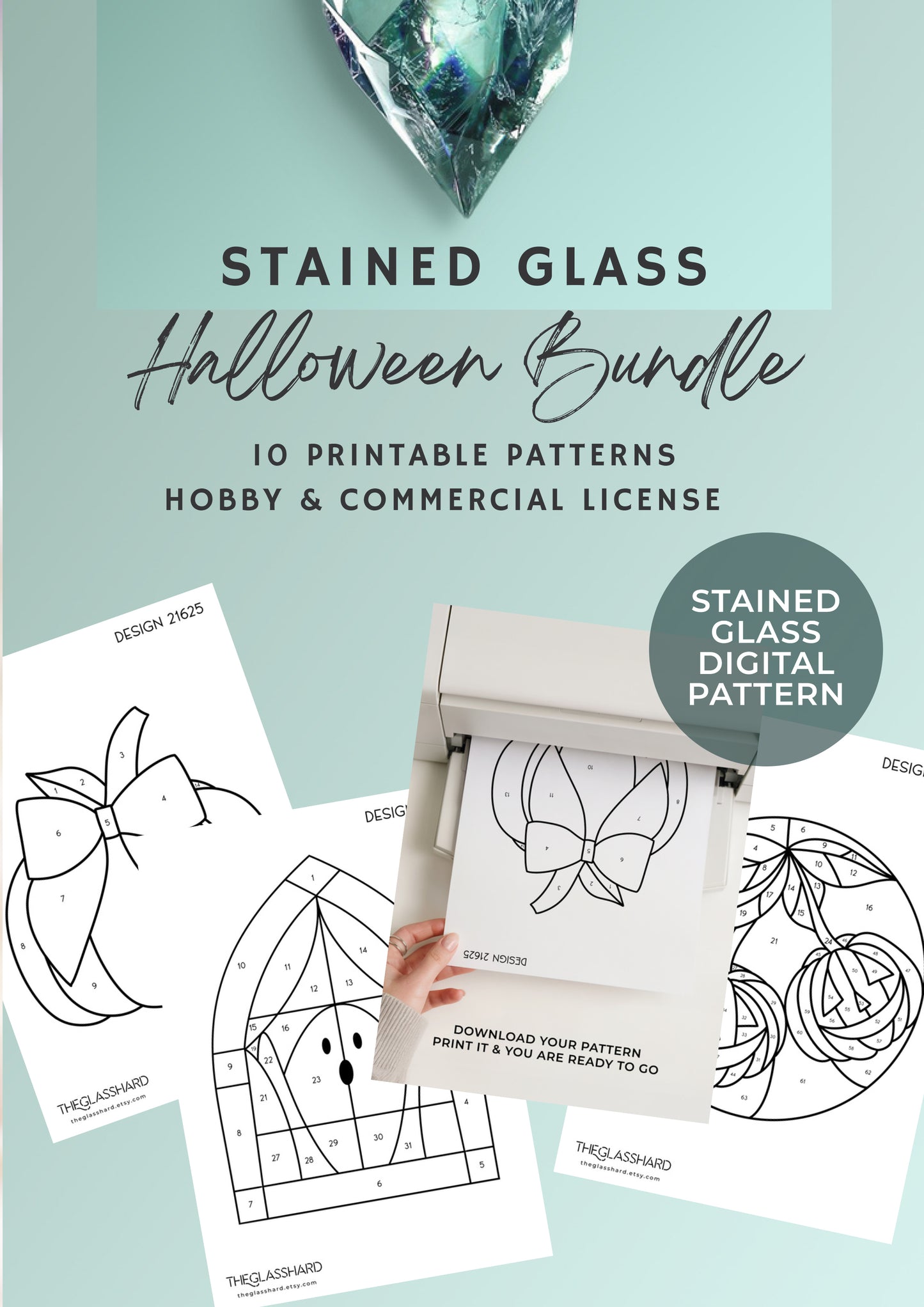 Halloween Stained Glass Digital Patterns Bundle