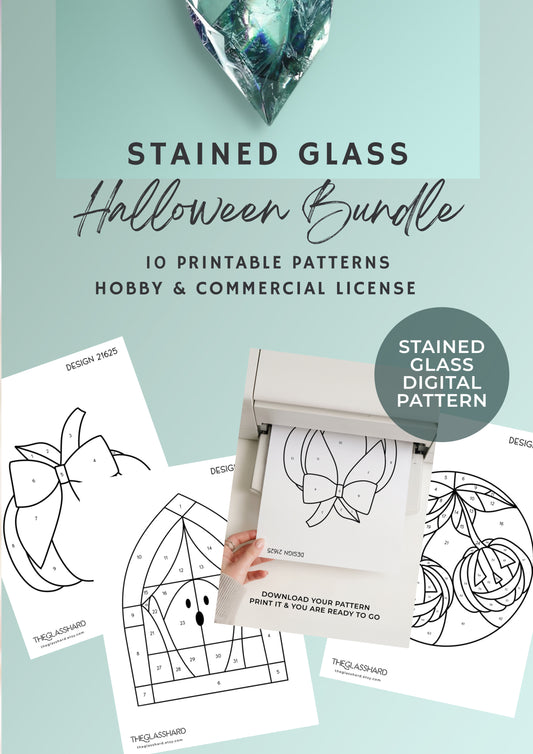 Halloween Stained Glass Digital Patterns Bundle