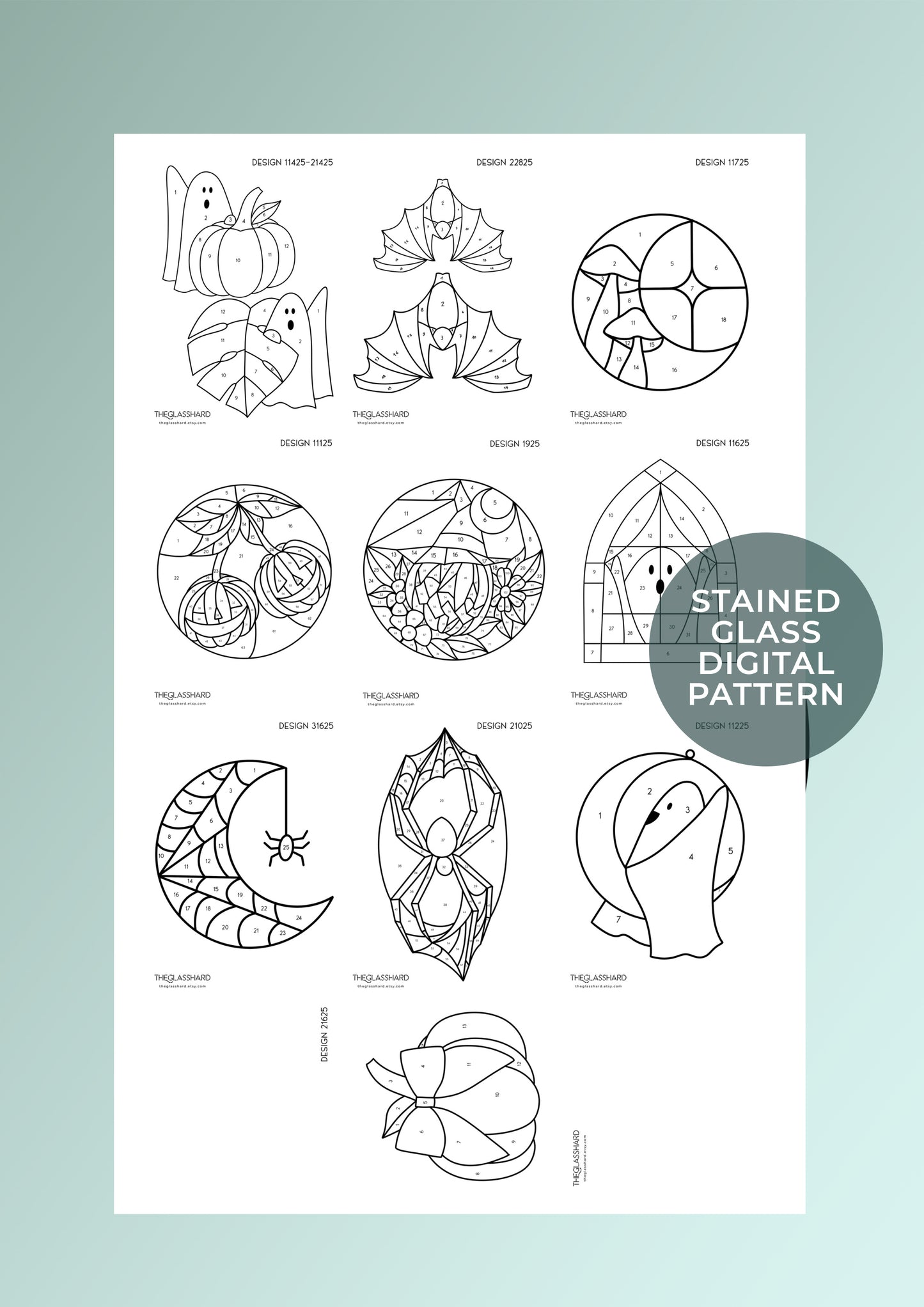 Halloween Stained Glass Digital Patterns Bundle