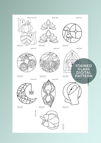 Halloween Stained Glass Digital Patterns Bundle